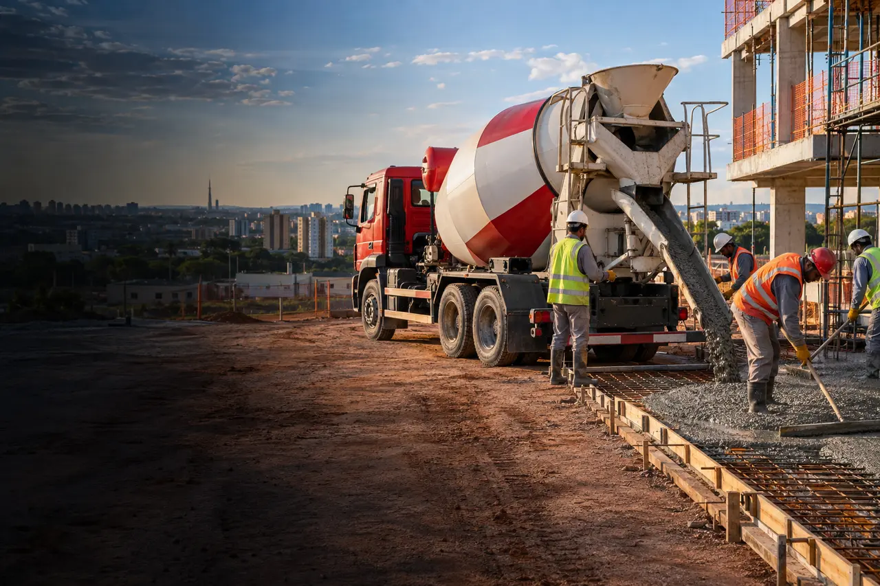 Operação profissional de concreto usinado 1