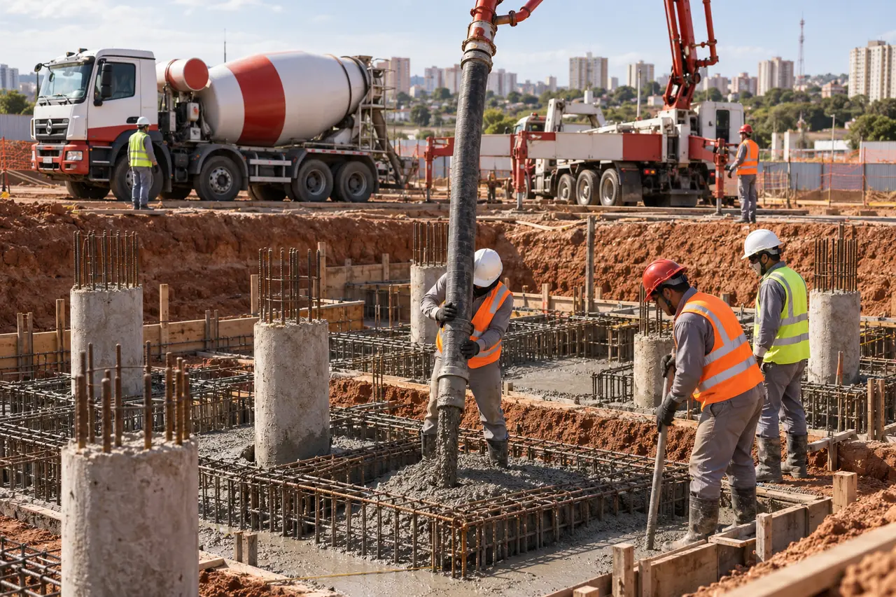 Operação profissional de concreto usinado 5